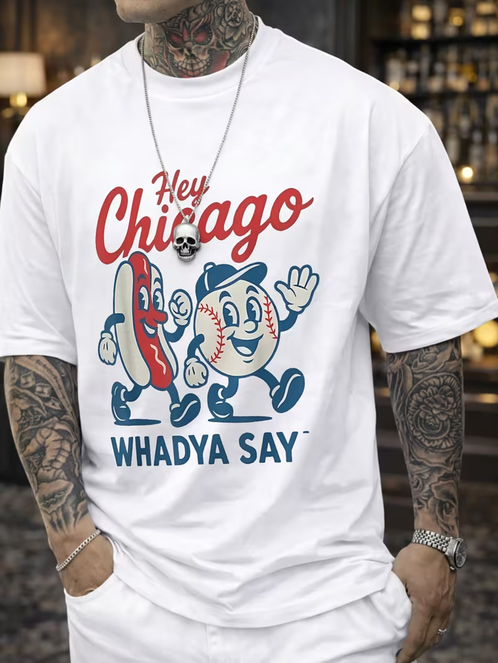 Chicago T Shirt 3X Retro MLB White 3XL Throwback Men's Cubs Tee New Wrigley